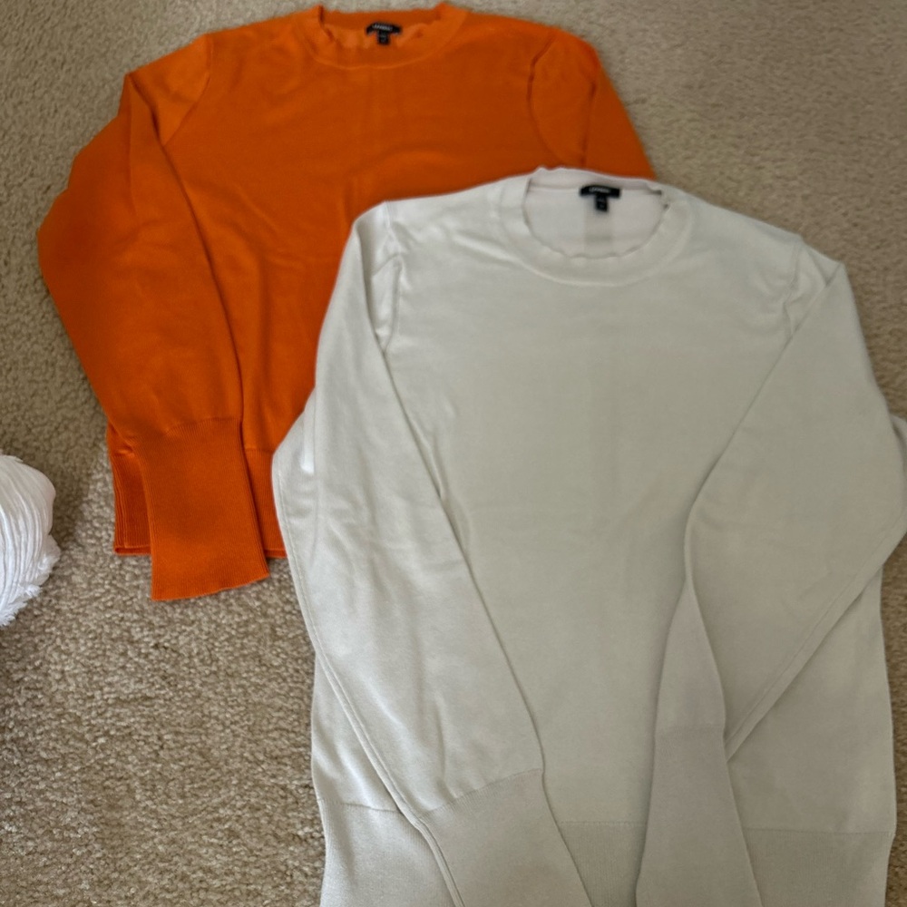 Express Women's Orange and White Sweater Duo